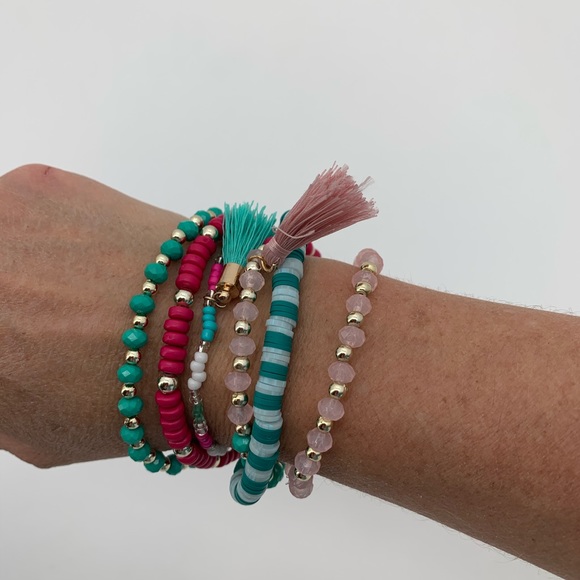 INC International Concepts Jewelry - 4/$25 6 Layer Bead Stretch Tassel Bracelet NEW